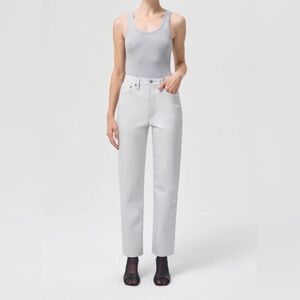 Agolde 90’s Pinch Waist Recycled Leather Pants in Grey/Blue